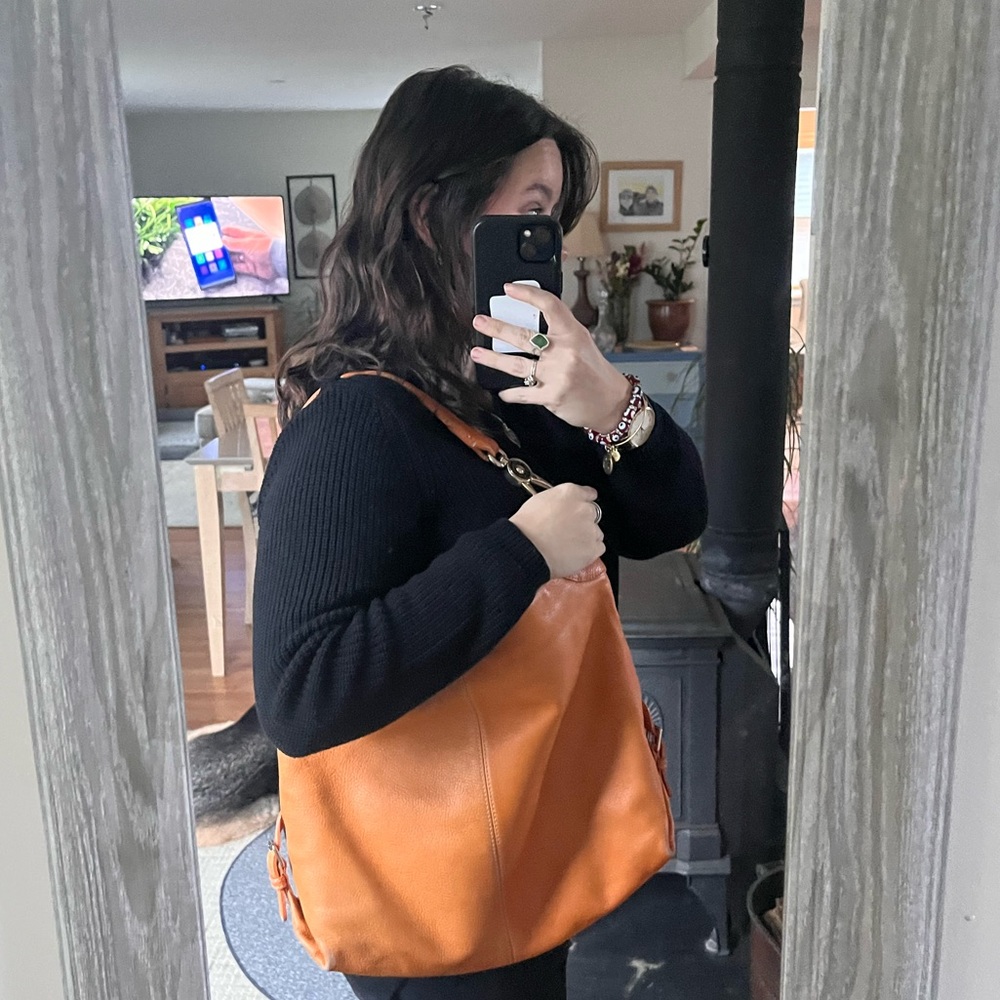 Large Dooney and Bourke orange shoulder bag